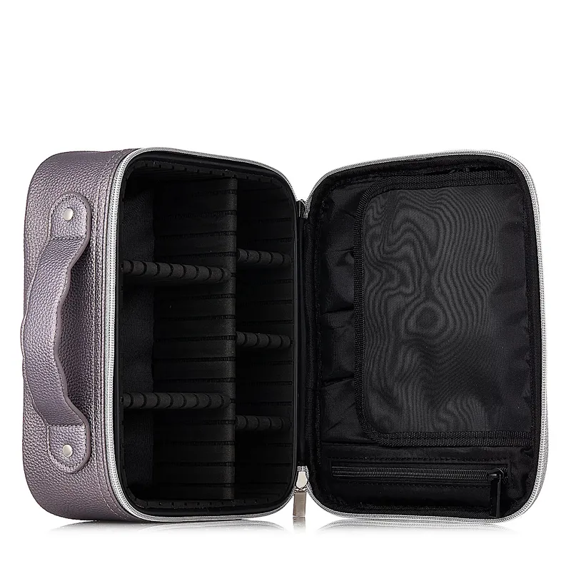 Leather Cosmetic Train Case with EVA Adjustable Dividers PU Makeup Bag Travel Cosmetic Bag for Women