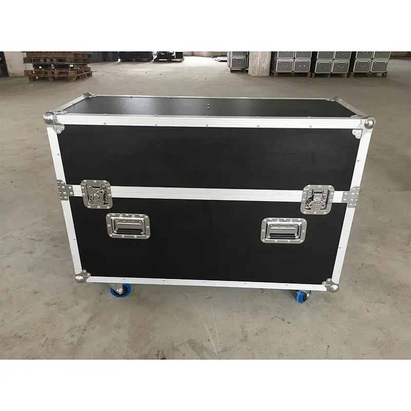 80 Inch Custom Screen Flight Case Heavy Duty Double TV LED Storage Flight Cases LED Display Organizer Flight Case with 4 Wheels