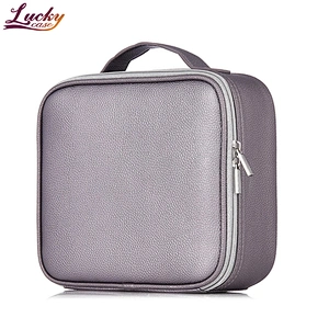 Leather Cosmetic Train Case with EVA Adjustable Dividers PU Makeup Bag Travel Cosmetic Bag for Women