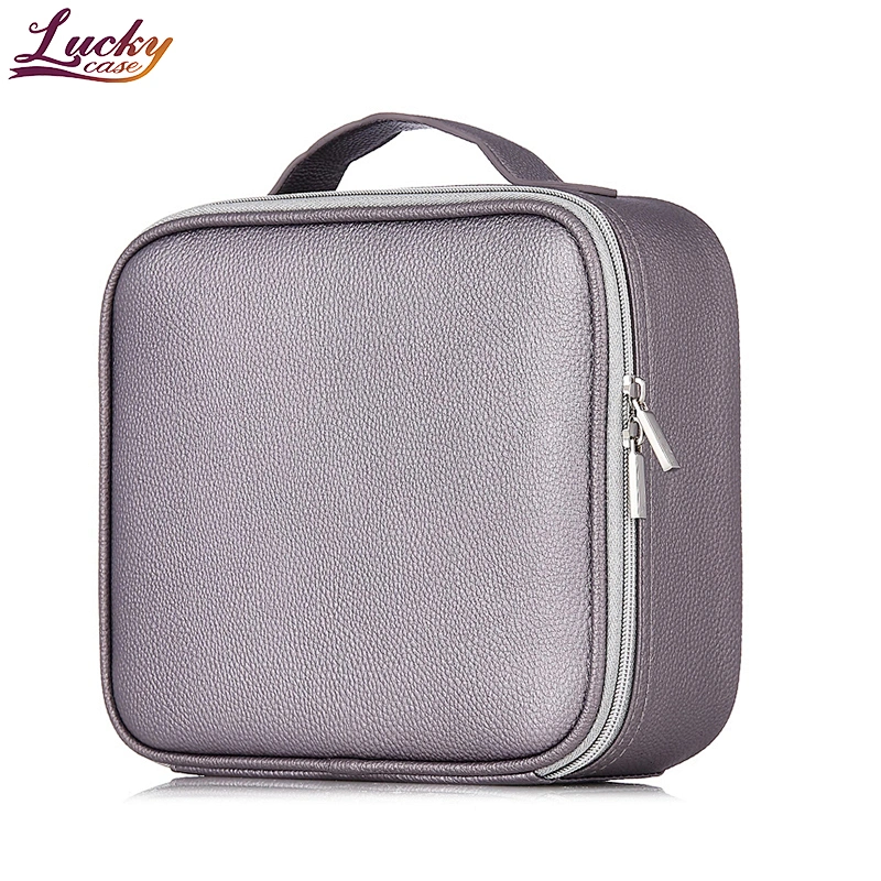 Leather Cosmetic Train Case with EVA Adjustable Dividers PU Makeup Bag Travel Cosmetic Bag for Women