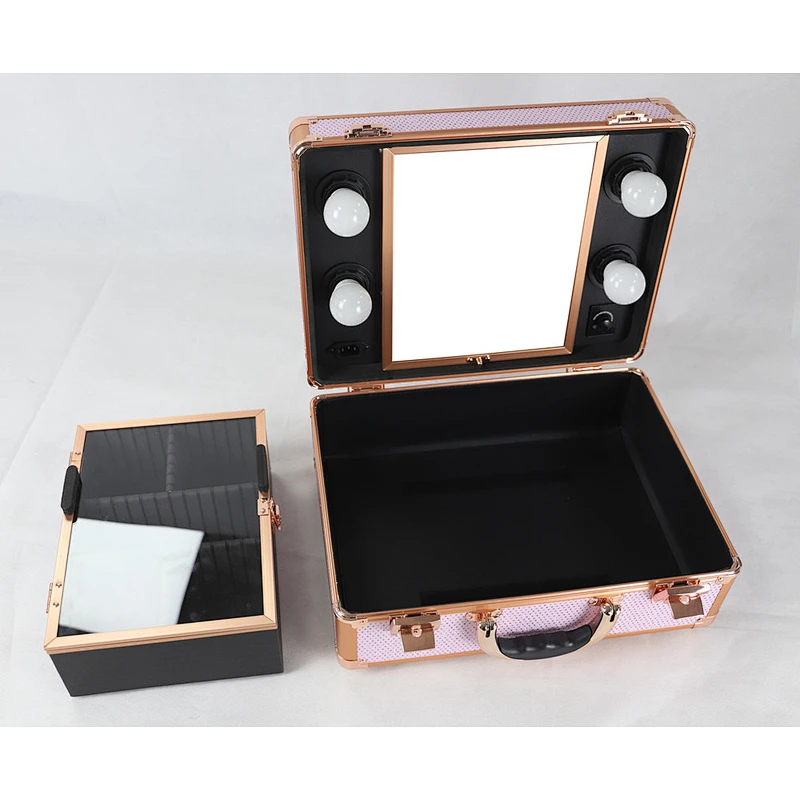Portable Makeup Case with Light Mirror