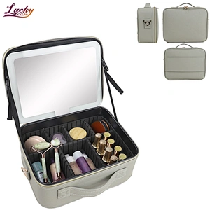Portable Cosmetic Bag With Removable LED Lights Makeup Bag with Mirror