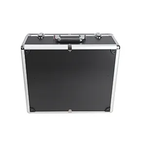 Portable Aluminum Hard Case Tool Box Large Black Mens Tool Case Metal Carrying Case