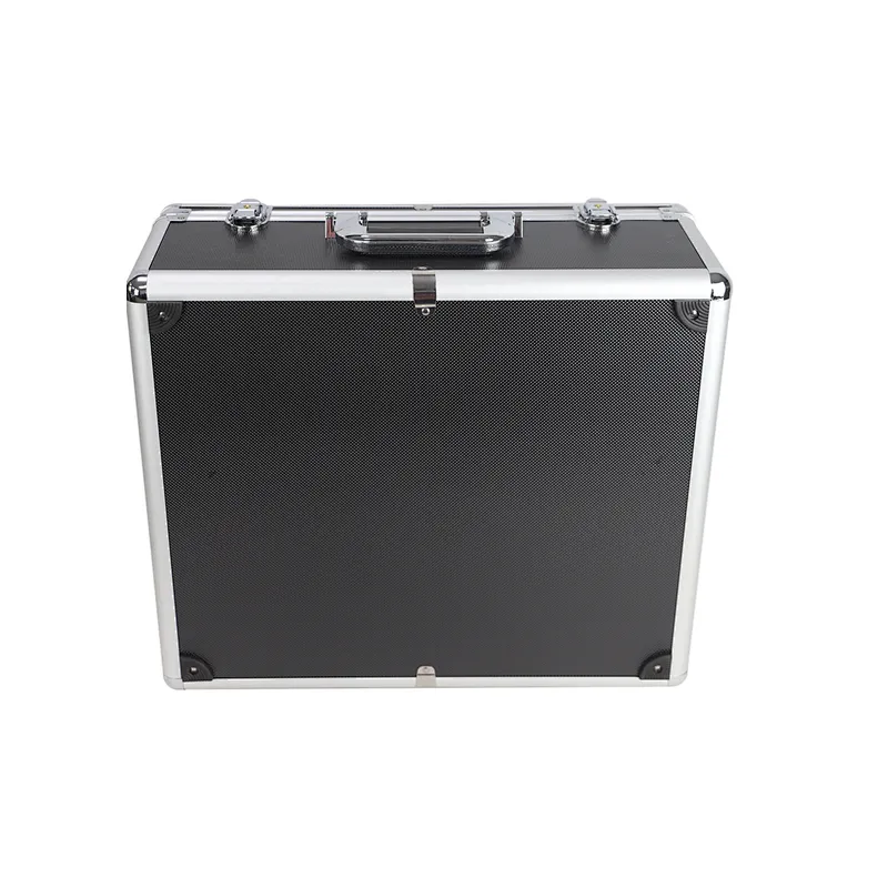 Portable Aluminum Hard Case Tool Box Large Black Mens Tool Case Metal Carrying Case
