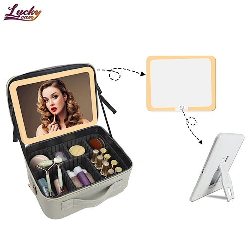 Portable Cosmetic Bag With Removable LED Lights Makeup Bag with Mirror