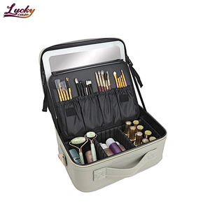 Portable Cosmetic Bag With Removable LED Lights Makeup Bag with Mirror