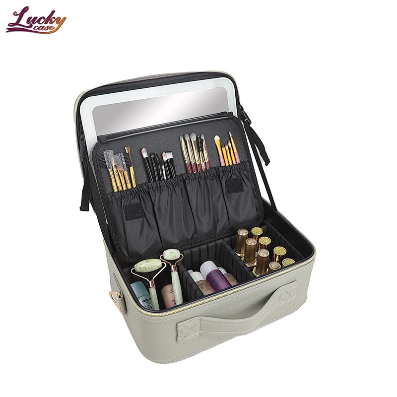 Portable Cosmetic Bag With Removable LED Lights Makeup Bag with Mirror