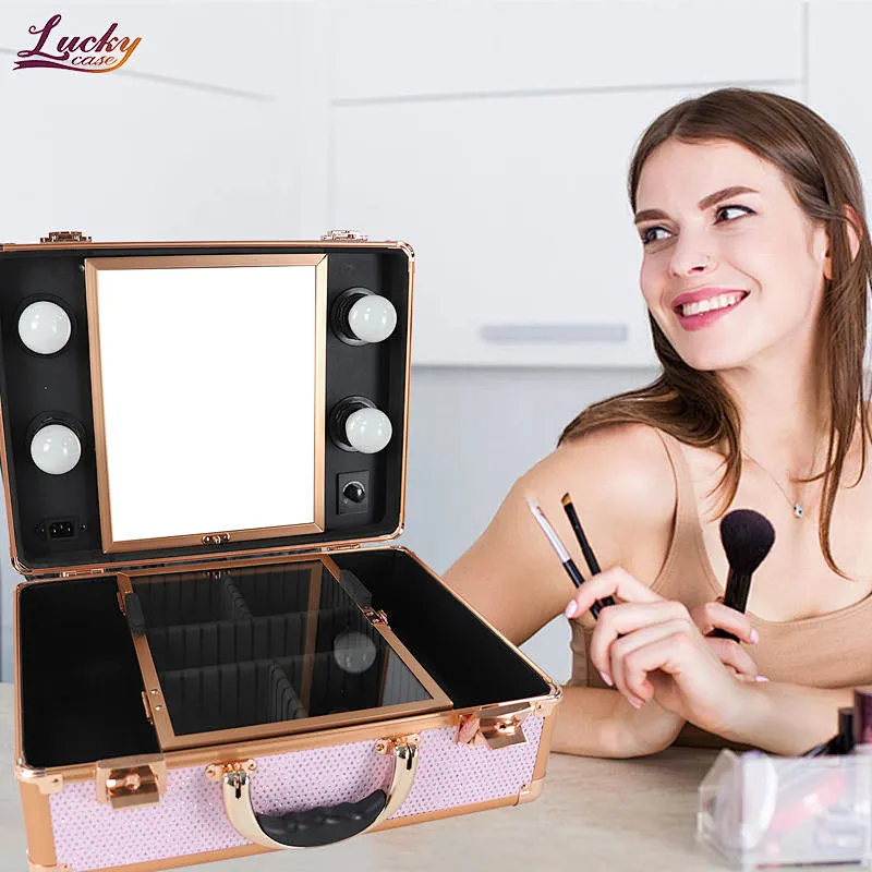 Portable Makeup Case with Light Mirror