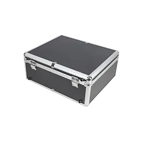 Portable Aluminum Hard Case Tool Box Large Black Mens Tool Case Metal Carrying Case