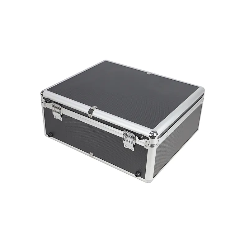 Portable Aluminum Hard Case Tool Box Large Black Mens Tool Case Metal Carrying Case