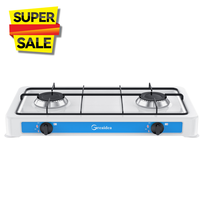 Simple 2 burner portable gas cooker with painting body TGB2-B-3