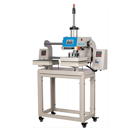 Up-sliding Pneumatic Double-station Heat Press Machine With Up And Down Heating (Teflon  Heating Plate)