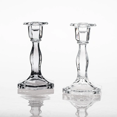 Customize Small Size Empty Smokey Grey Clear Glass Candle Holder Candle Stick Container For Household Candle