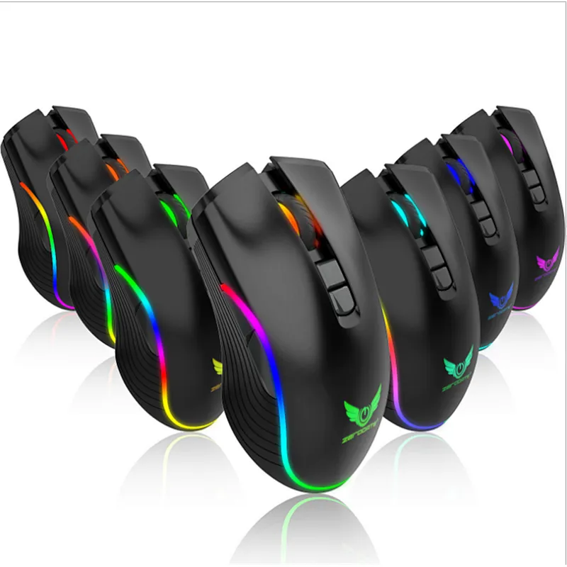 NEW type C 2.4G 2400dpi Wireless 7D Gaming RGB Mouse Rechargable Mouse
