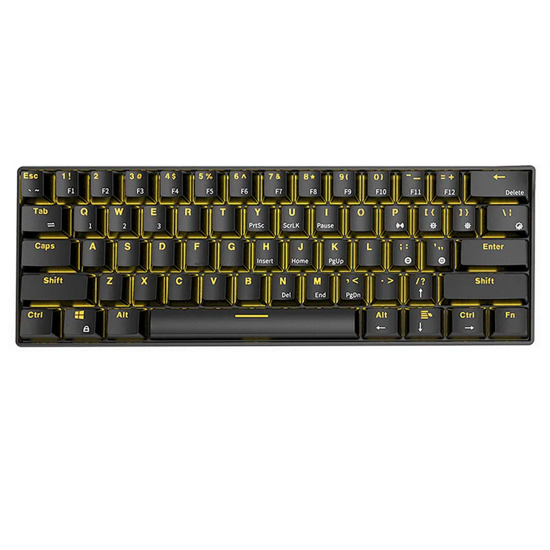 61keys 3Channels Wireless Blue tooth & Wired Metal Gaming Mechanical Keyboard
