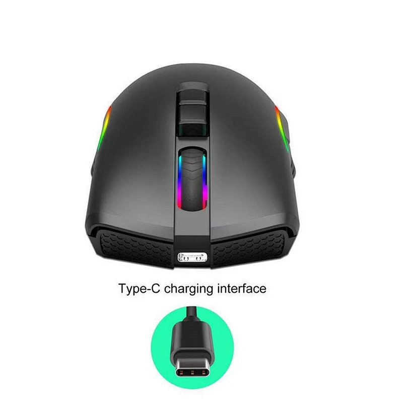 NEW type C 2.4G 2400dpi Wireless 7D Gaming RGB Mouse Rechargable Mouse