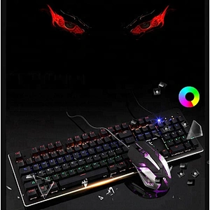 Metal Mechanical USB Wired Gaming Keyboard and Mouse Combo Backlight Teclado Marco MKM6801 RGB