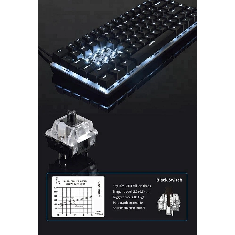 mechanical gaming keyboard wired Russian/English 26 key