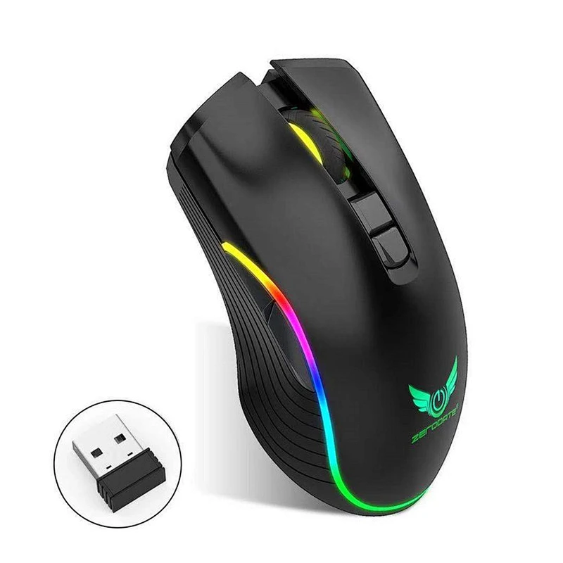 NEW type C 2.4G 2400dpi Wireless 7D Gaming RGB Mouse Rechargable Mouse