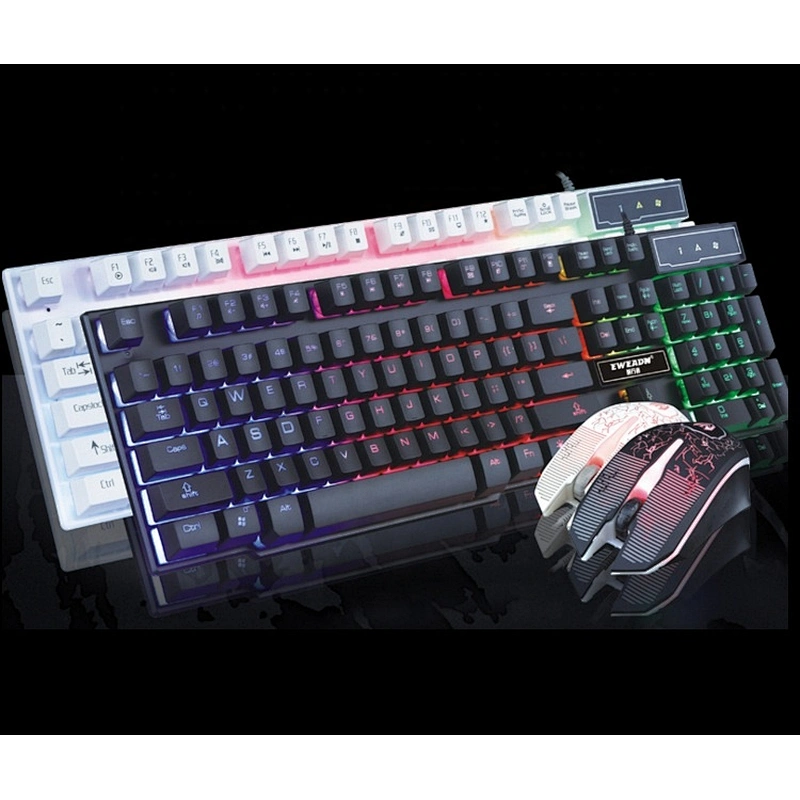 Wired 104Keys Backlit Multimedia Ergonomic Gaming Keyboard and Mouse Spanish keyboard RGB