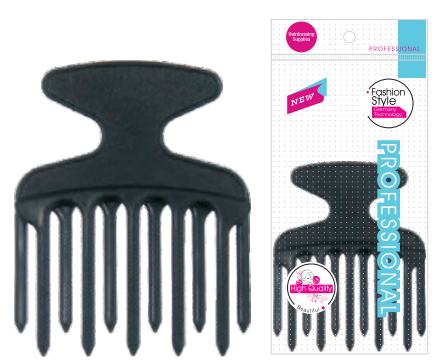 Tianba HS 80239 128mm t-handle wide-tooth hair pick and retail packaging example