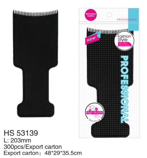 Tianba HS 53139 black 203mm hair colouring board with comb edge and handle