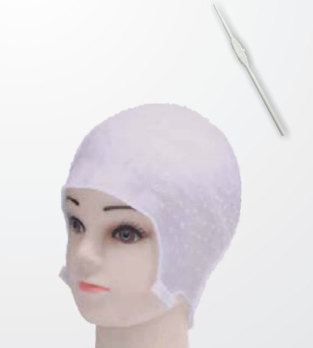 Tianba HS 15239 translucent dotted hair highlighting cap with hook illustrated