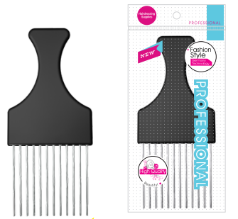 Tianba HS 35339 128mm pin-tooth hair pick and retail packaging example