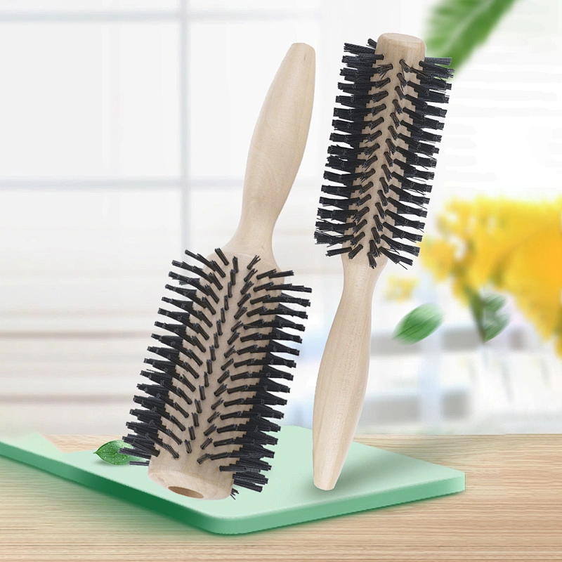 round wooden hair brush