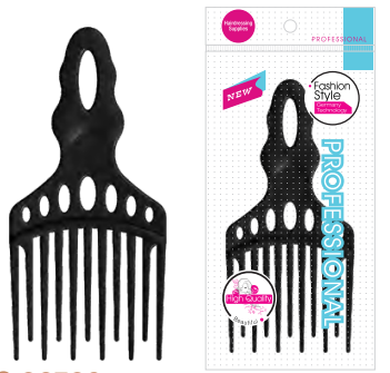 Tianba HS 36539 180mm oval-loop hair pick and retail packaging example