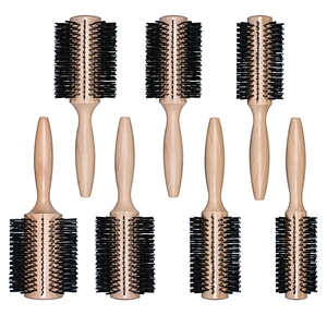round wooden hair brush