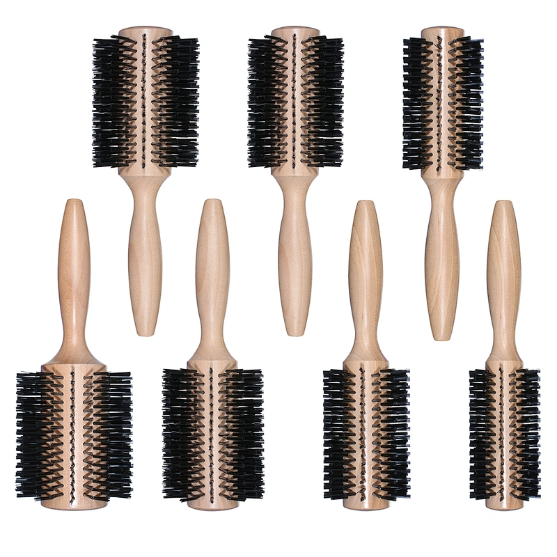 round wooden hair brush
