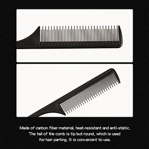 Carbon fiber comb fiber carbon hair comb carbon fiber carbon carbon fiber Rat-Tail Comb Rat Tail Parting Comb Custom Parting Comb