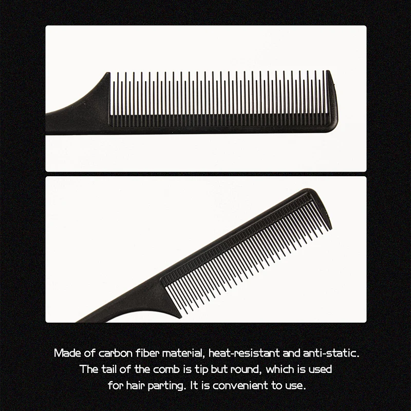 Carbon fiber comb fiber carbon hair comb carbon fiber carbon carbon fiber Rat-Tail Comb Rat Tail Parting Comb Custom Parting Comb