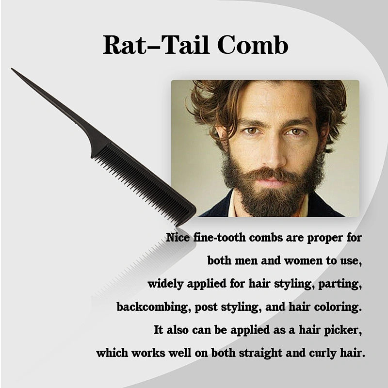 Carbon fiber comb fiber carbon hair comb carbon fiber carbon carbon fiber Rat-Tail Comb Rat Tail Parting Comb Custom Parting Comb