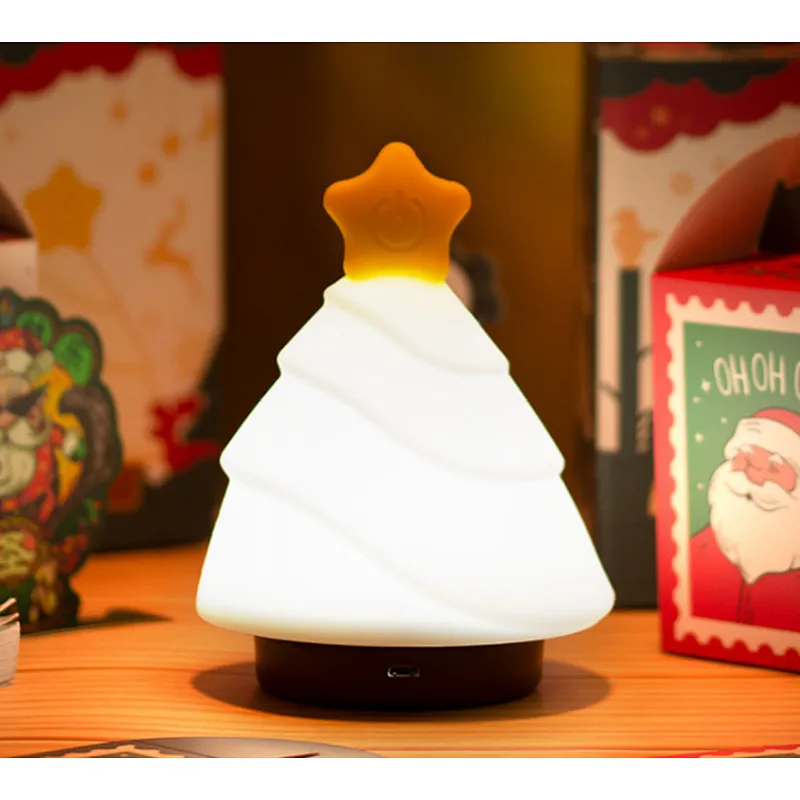 Christmas tree silicone warm light kid bedroom night light