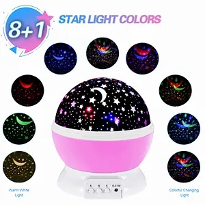 4 LED 8 colors star projector night light