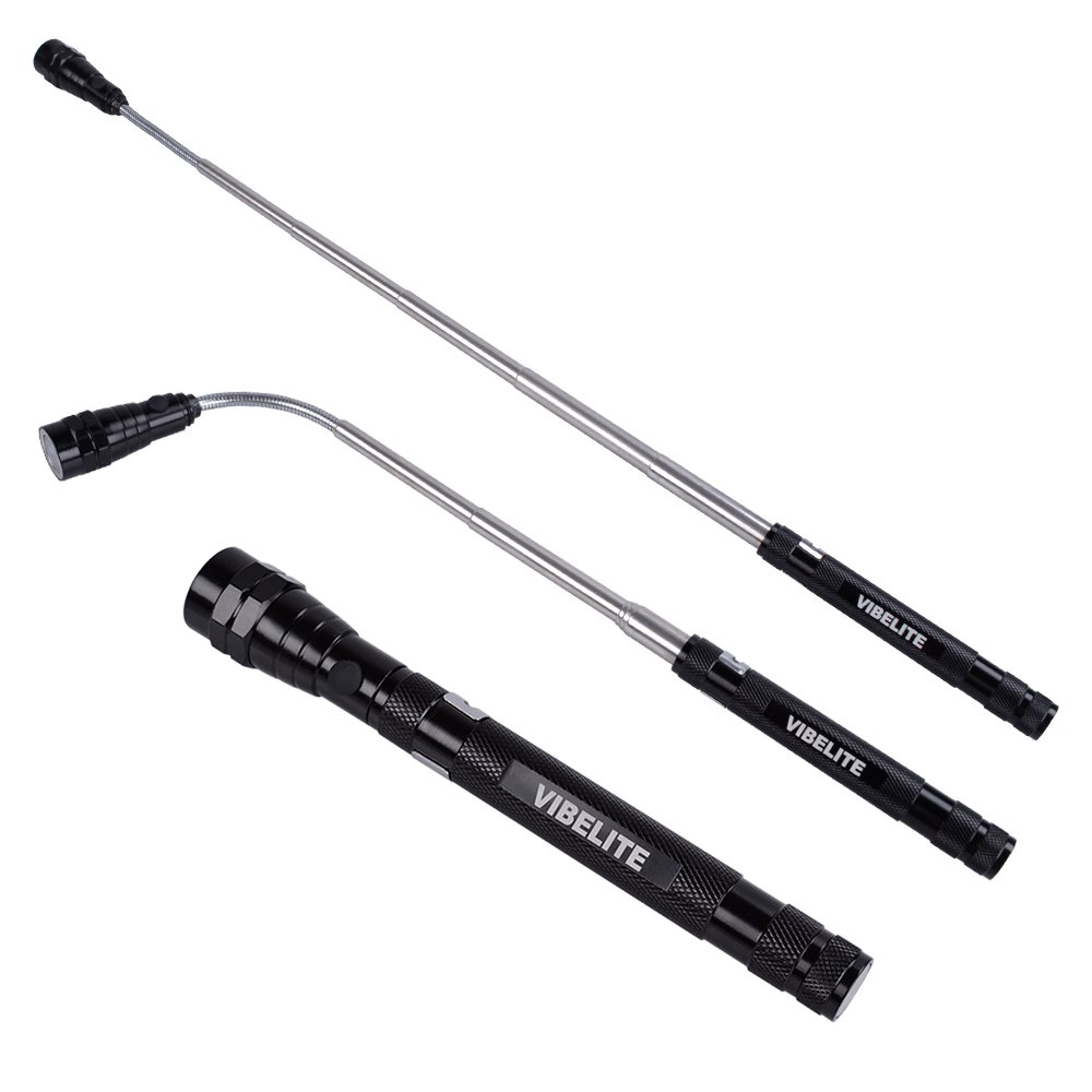 3 LED aluminium alloy magnetic pickup flexible telescoping tool flashlight with hook