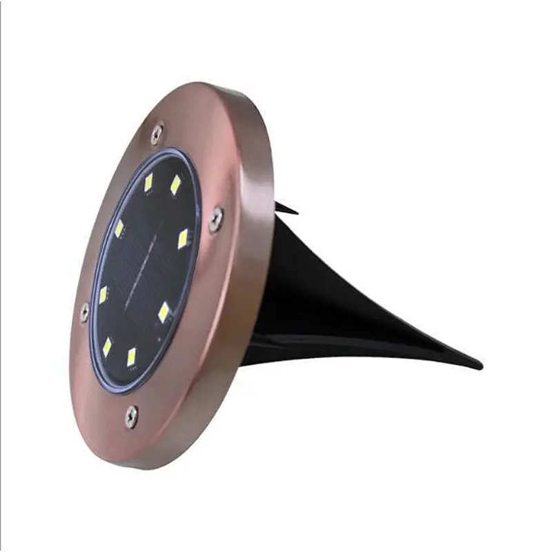 Bronze decorative lamp solar 8 LED street light pathway outdoor waterproof IP65 garden lights