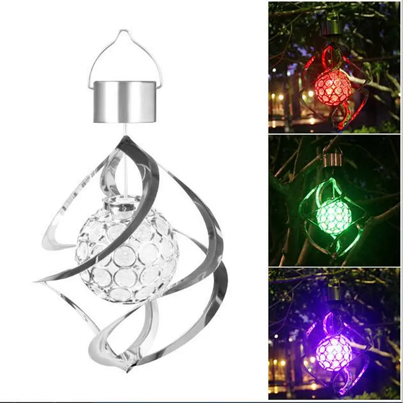 Decorative RGB waterproof IP65 lights LED wind chime spining light hanging solar outdoor light