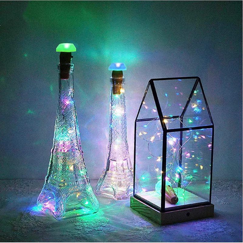 Decorative home power 9 LED waterproof cork IPX4 fairy string wine bottle LED solar light
