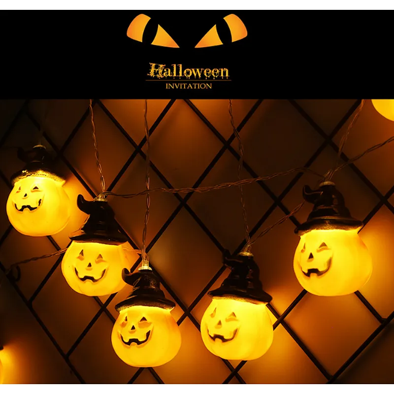 Halloween LED 3A battery operated smiley pumpkin 3.8 metres 20 LED outdoor string lights
