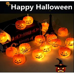 Halloween 3D pumpkin LED light outdoor battery operated 1.5 meters 10 LED string lights