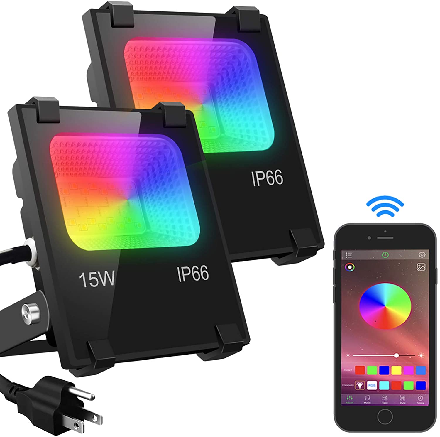 Outdoor color changing flood light IP66 waterproof bluetooth or remote control led work light