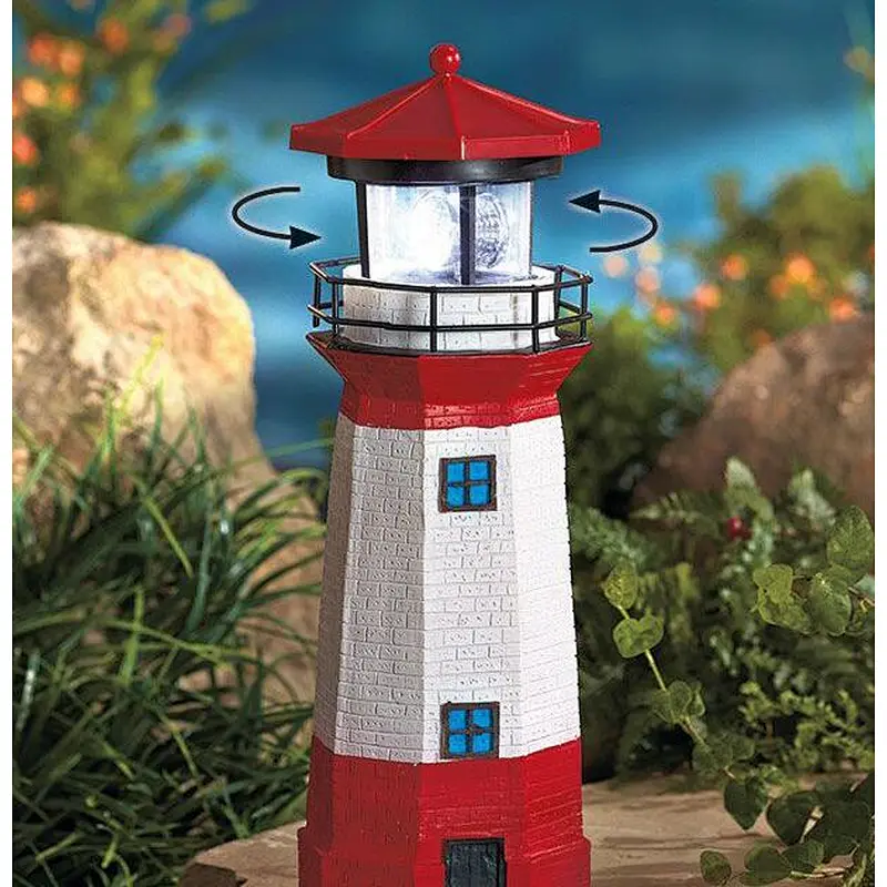 Artificial crafts red lighthouse garden lawn solar stand light indoor lights christmas