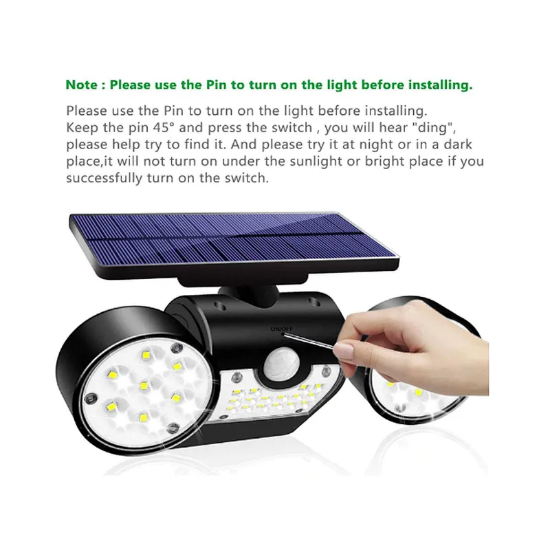 3 mode channel design wall LED road garden outdoor waterproof IP65 motion sensor solar light