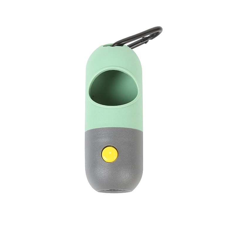Dog poop bag dispenser flashlight with carabiner clip waste bags holder for dog leash