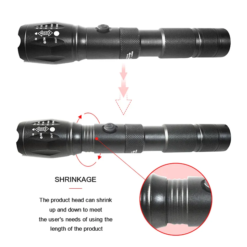 High quality tactical handheld 1000 lumens torch rechargeable powerful flashlight