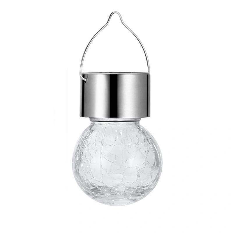 Christmas decorative outdoor RGB bulb glass crackle solar light