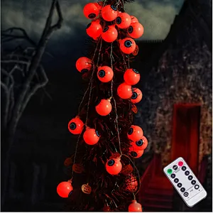 Halloween decoration LED battery operated outdoor 30cm 8 modes remote control 30 LED eyeball string lights